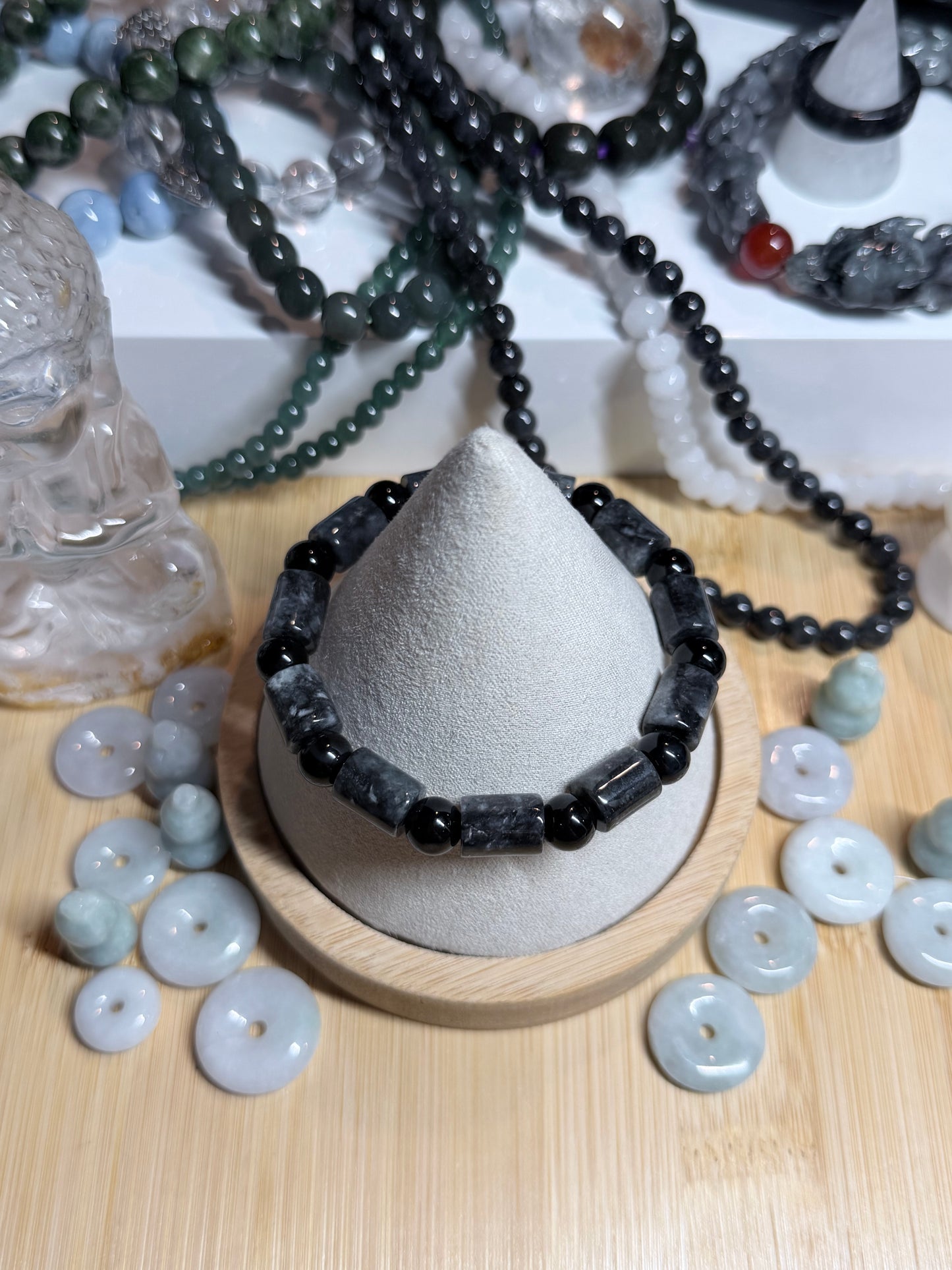 Wuji Jadeite and Black Obsidian