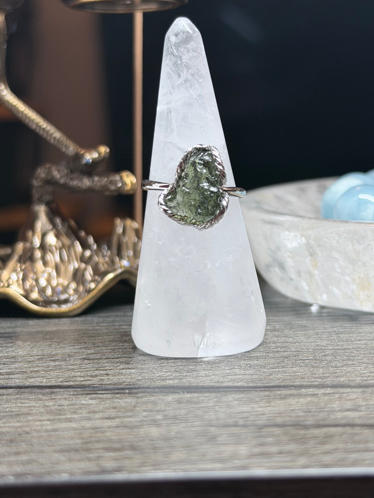 Moldavite ring