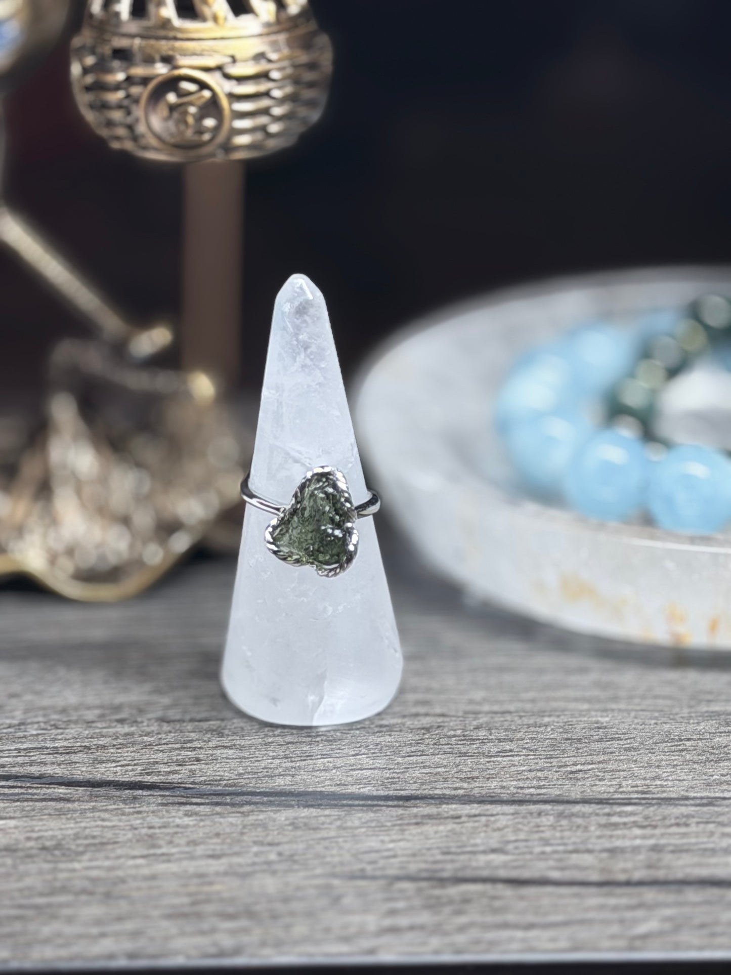 Moldavite ring