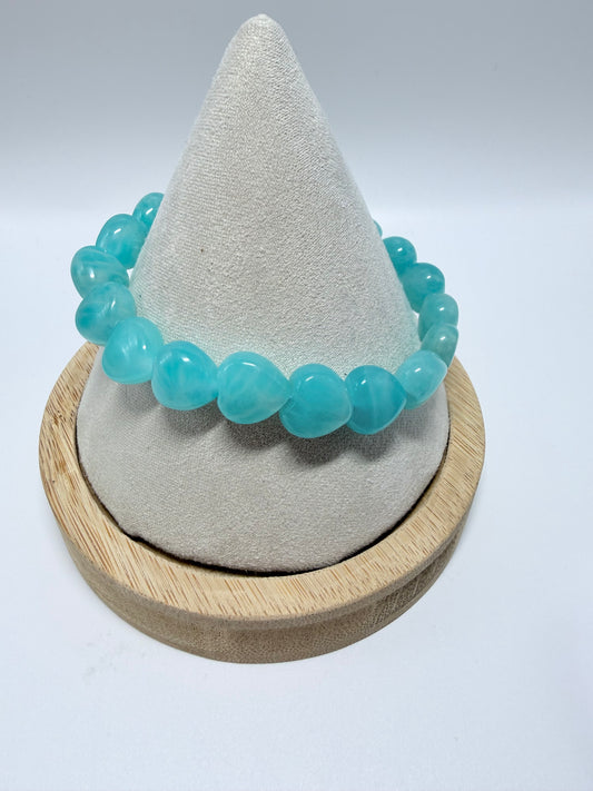 Amazonite- heart shape bracelet